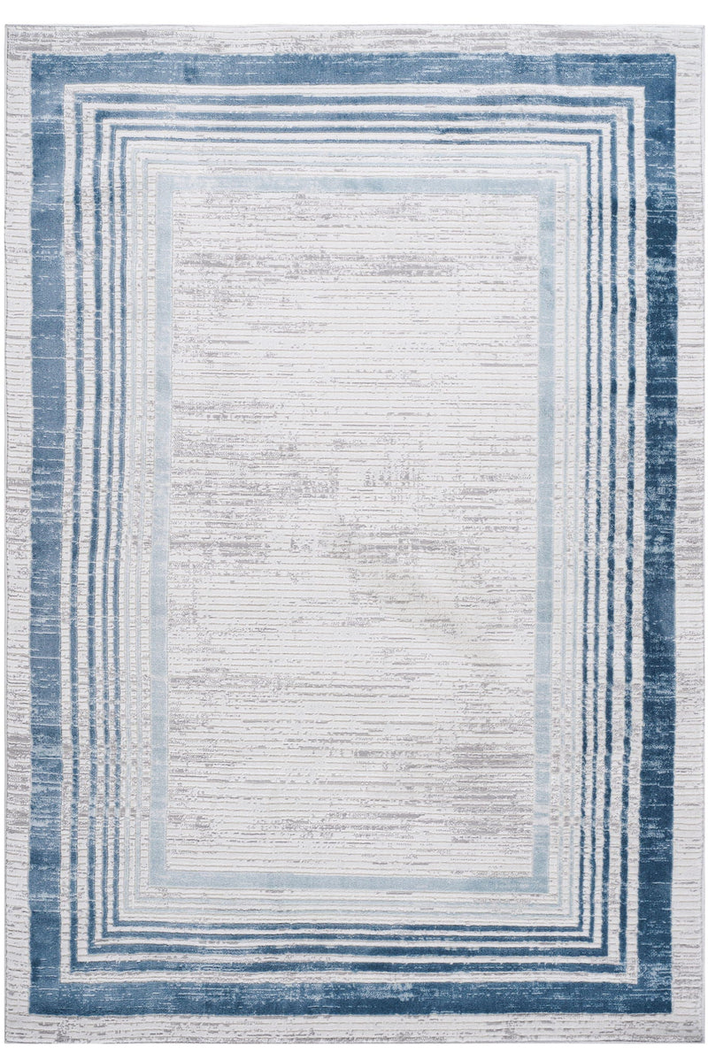 Marfi - 6' X 9' Bordered Area Rug - Blue / Ivory