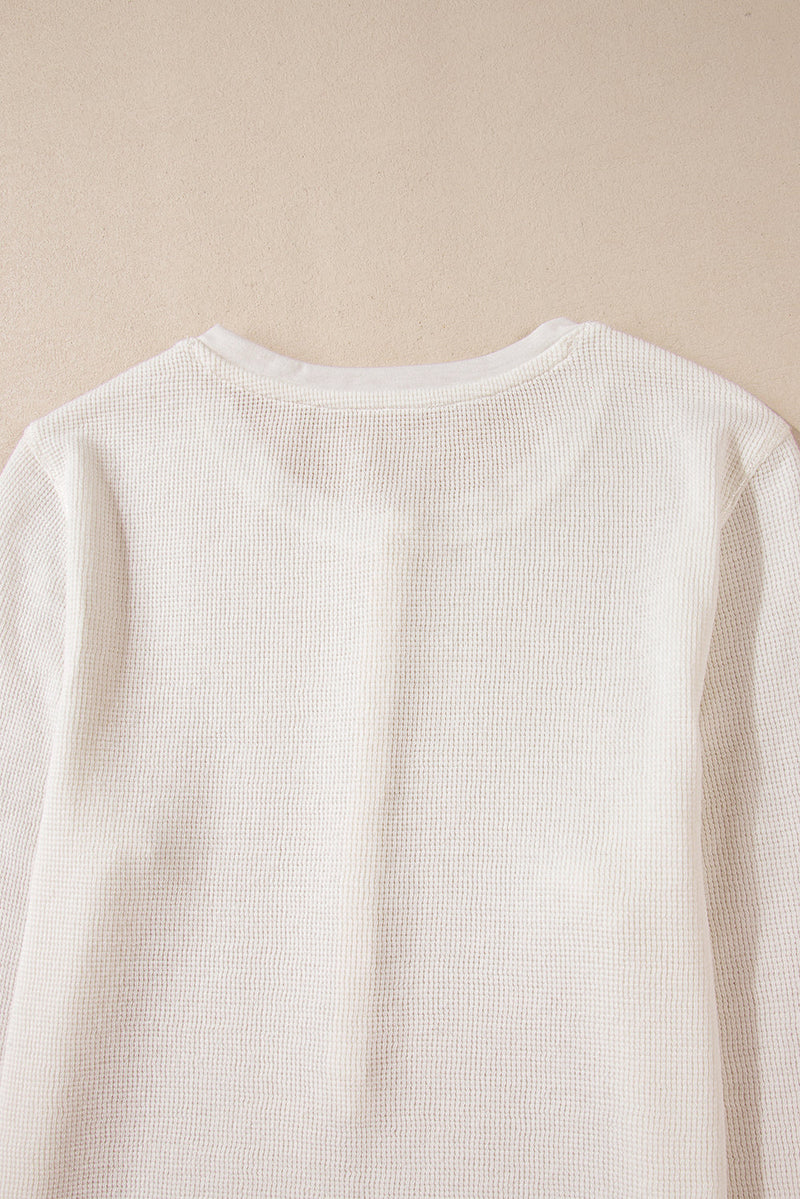 Teresa Color Waffle Half Long Sleeve Top