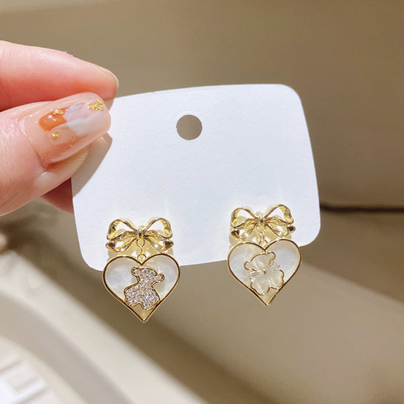 Heart Bow Lovely Drop Earrings