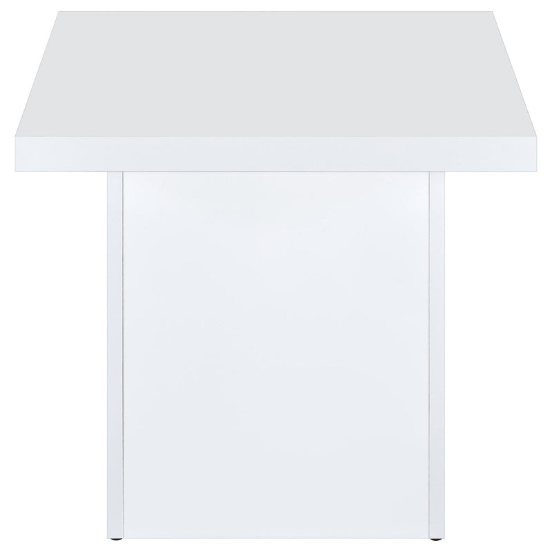 Devar Square Engineered Wood Side End Table White High Gloss