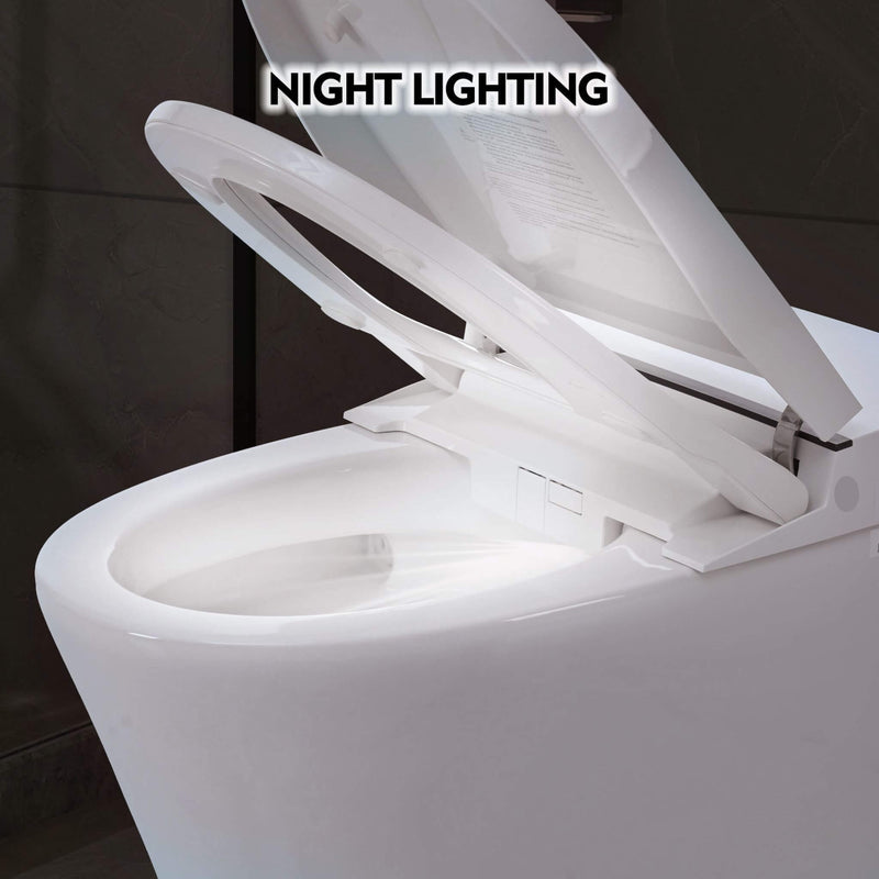 Nuvia 1/1.28 GPF Smart Compact Dual Flush Tankless Toilet Bidet Combo With Self-Cleaning Nozzle And Foot Sensor Flush (SAK58021)