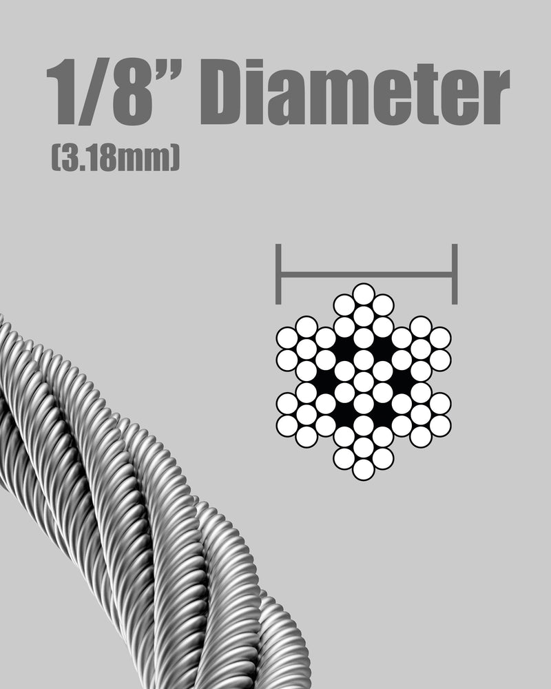 1/8" T316 Deck Cable Railing Wire 500ft – 7x7 Strand
