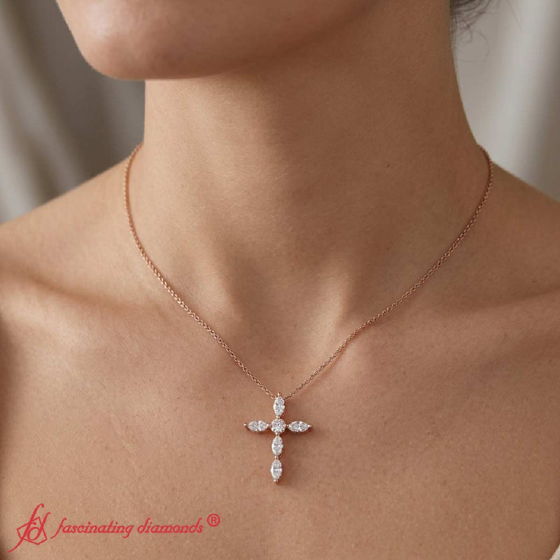 1 Ct. Marquise Diamond Cross Pendant