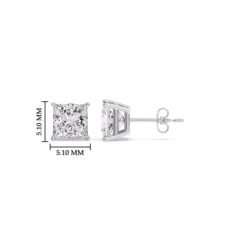 Princess-Cut Diamond Solitaire Stud Earrings (1 - 10ct | GIA & IGI Certified)