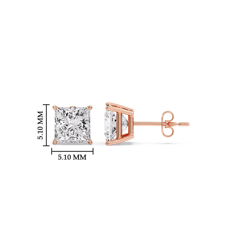 Princess-Cut Diamond Solitaire Stud Earrings (1 - 10ct | GIA & IGI Certified)