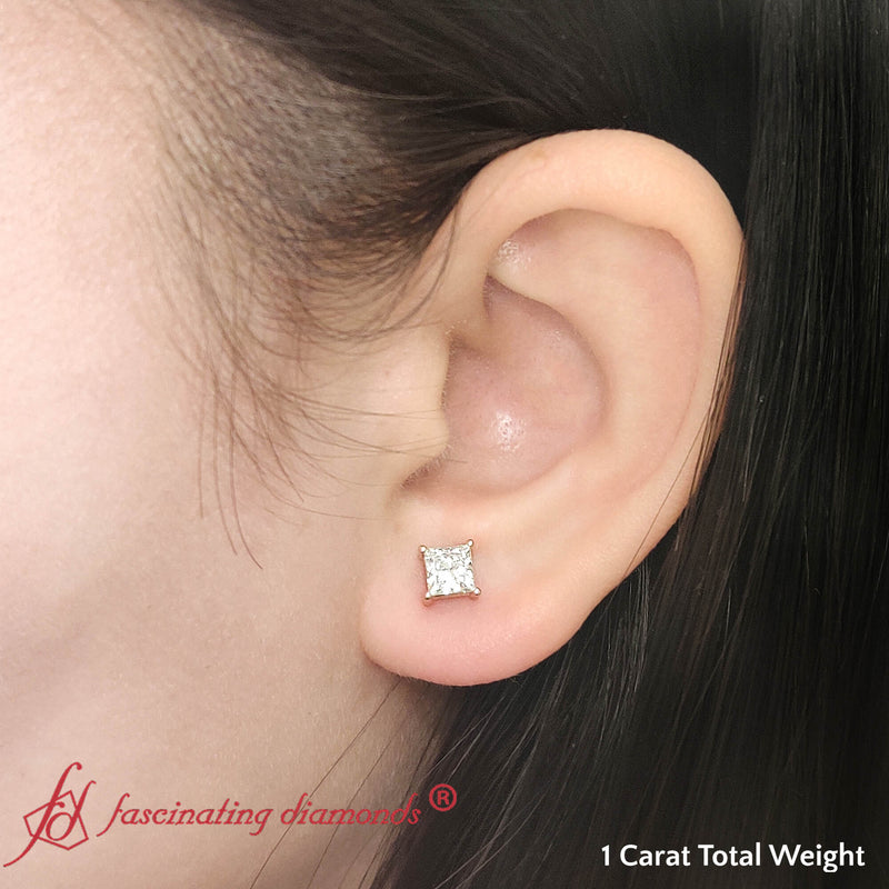 Princess-Cut Diamond Solitaire Stud Earrings (1 - 10ct | GIA & IGI Certified)