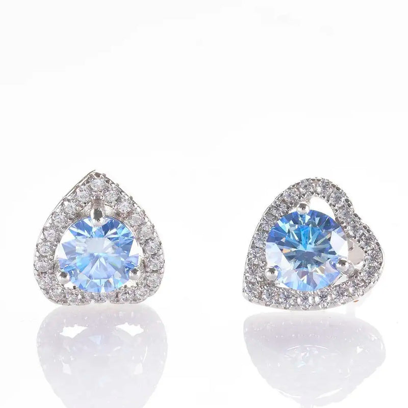 1 Ct 6.5mm Pink Moissanite Heart Stud Earrings 925 Sterling Silver