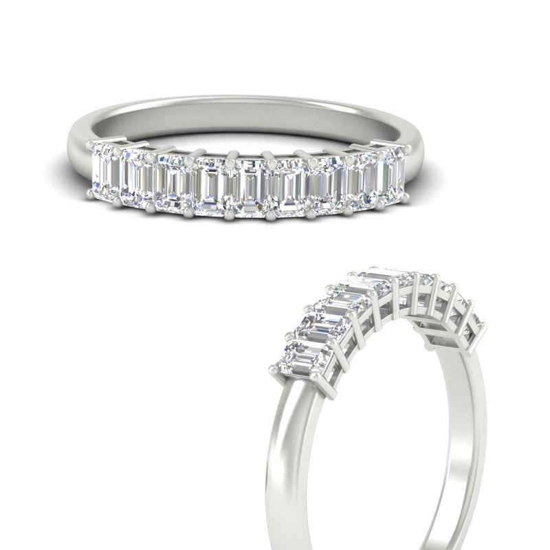 1 Carat Nine Stone Emerald Cut Wedding Band
