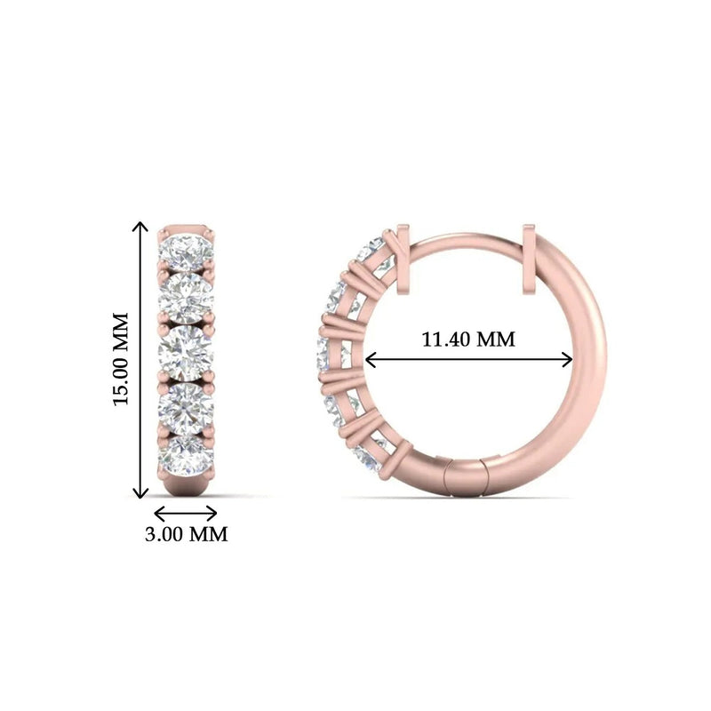 1 Carat Sparkle Five Stone Hoop Earrings