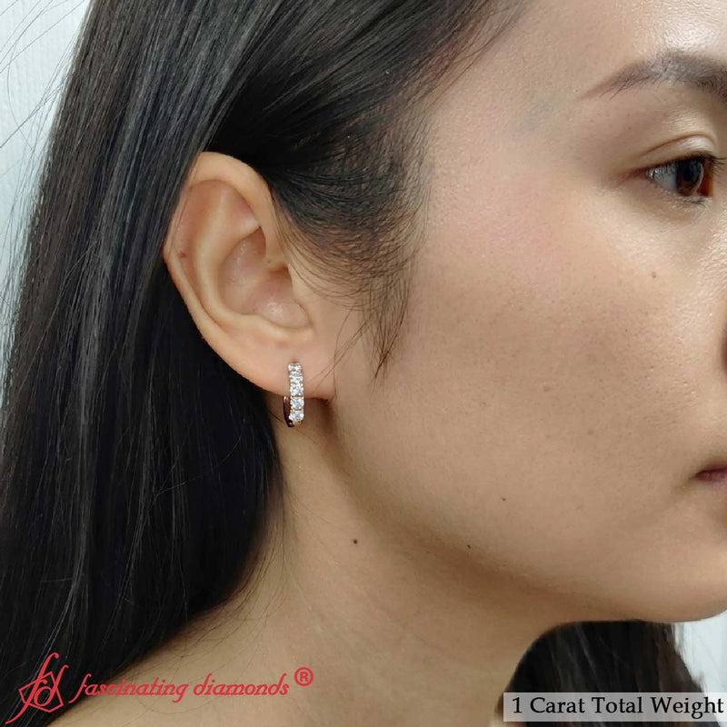 1 Carat Sparkle Five Stone Hoop Earrings
