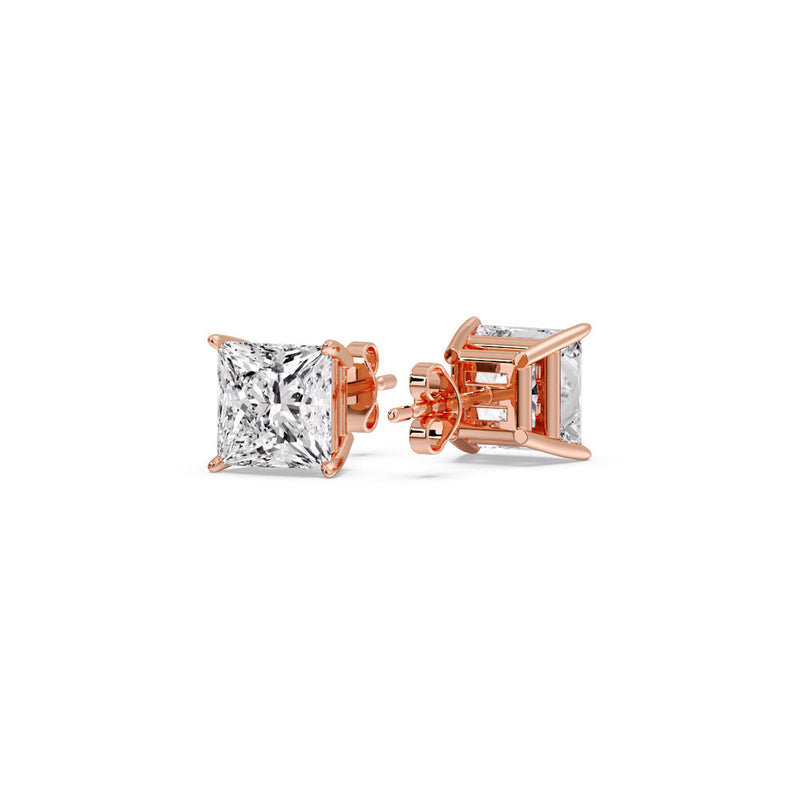 Princess-Cut Diamond Solitaire Stud Earrings (1 - 10ct | GIA & IGI Certified)