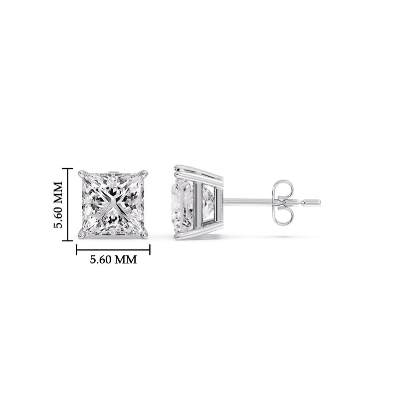 Princess-Cut Diamond Solitaire Stud Earrings (1 - 10ct | GIA & IGI Certified)