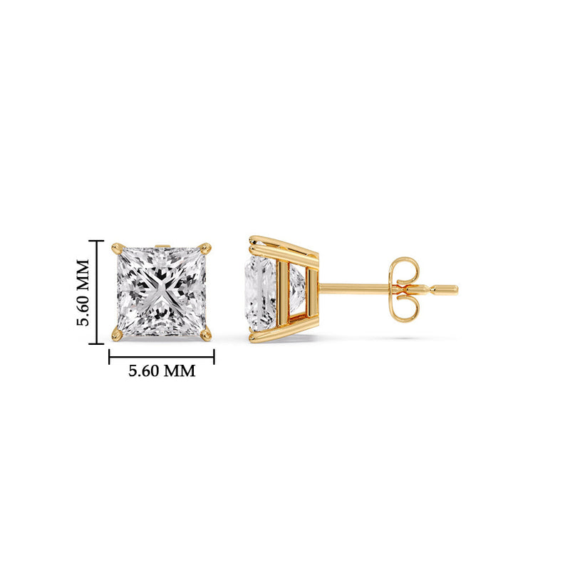 Princess-Cut Diamond Solitaire Stud Earrings (1 - 10ct | GIA & IGI Certified)