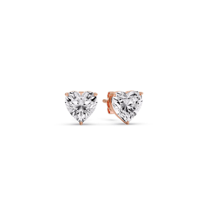 Heart Shaped 3 Prong Basket Stud Earring