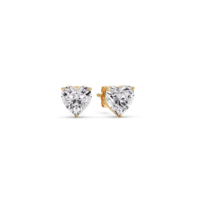 Heart Shaped 3 Prong Basket Stud Earring