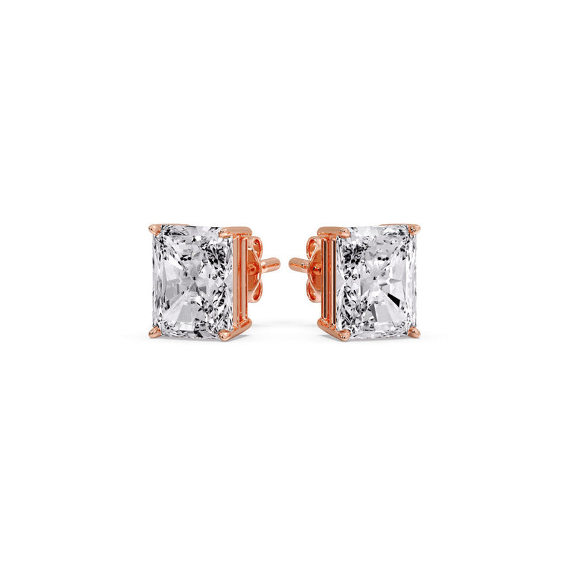 Certified Basket Stud Earrings Set With Radiant Cut Diamonds (1.00ct - 4.00ct)