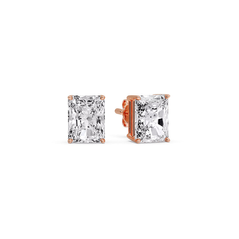 Certified Basket Stud Earrings Set With Radiant Cut Diamonds (1.00ct - 4.00ct)