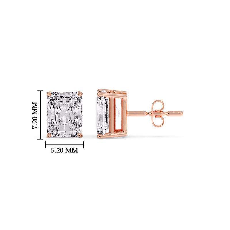 Certified Basket Stud Earrings Set With Radiant Cut Diamonds (1.00ct - 4.00ct)