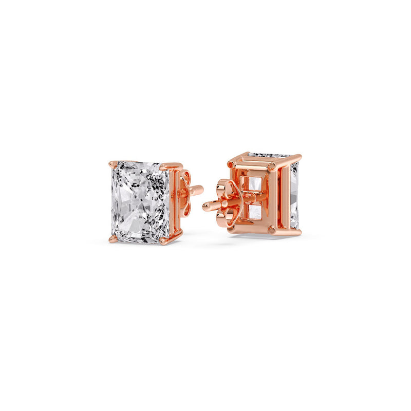 Certified Basket Stud Earrings Set With Radiant Cut Diamonds (1.00ct - 4.00ct)