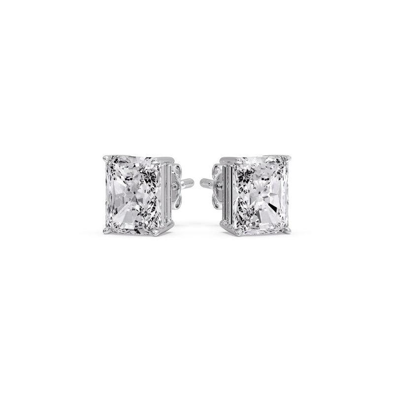 Certified Basket Stud Earrings Set With Radiant Cut Diamonds (1.00ct - 4.00ct)