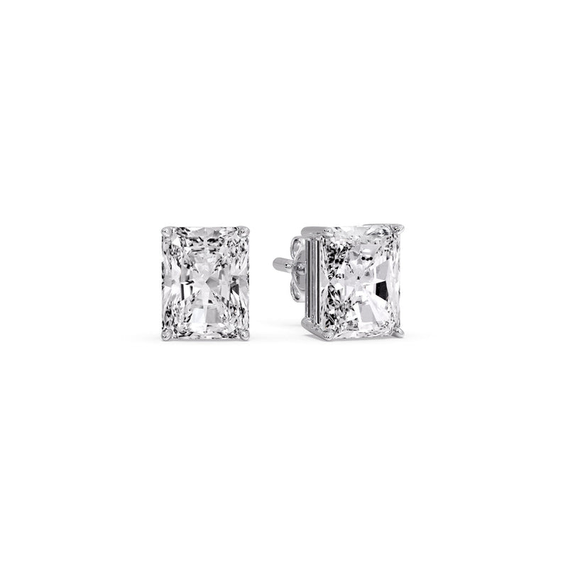 Certified Basket Stud Earrings Set With Radiant Cut Diamonds (1.00ct - 4.00ct)