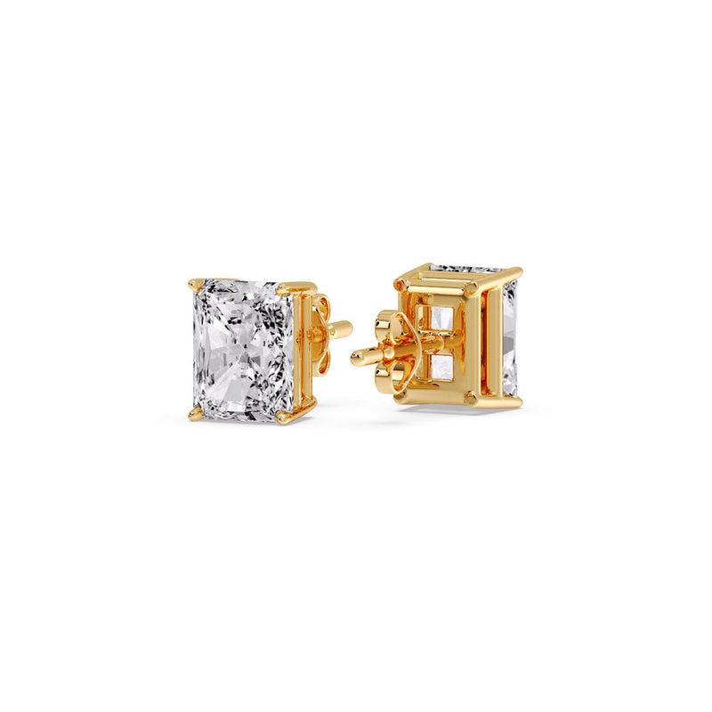 Certified Basket Stud Earrings Set With Radiant Cut Diamonds (1.00ct - 4.00ct)