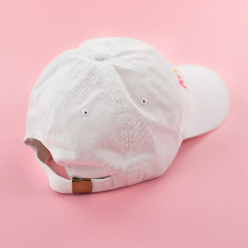M A M A -  White w/ Multicolor Letters - Adult Baseball Cap