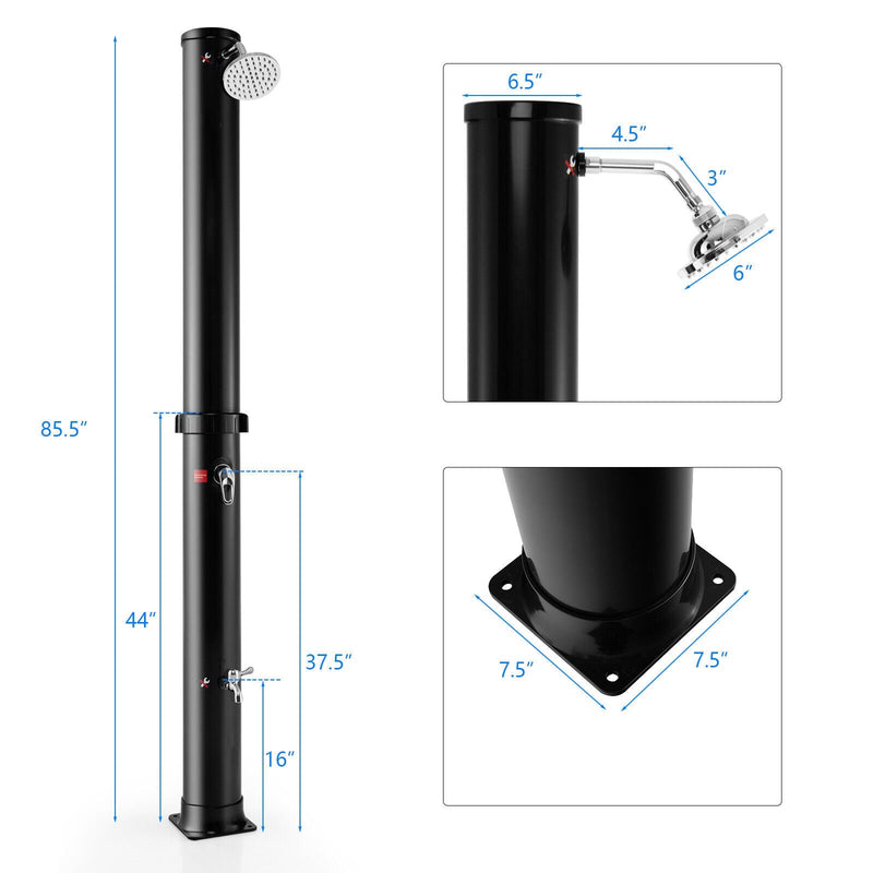 7.2 Feet Solar-Heated Outdoor Shower with Free-Rotating Shower Head