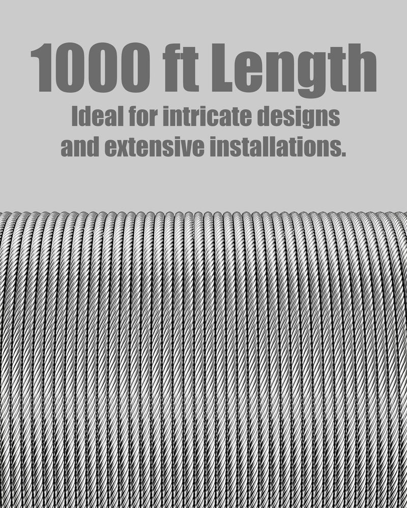 1/8" T316 Deck Cable Railing Wire 1000ft – 7x7 Strand