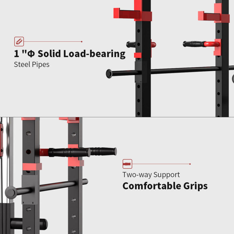 Rovix 1000LBS Multi-Functional Barbell Rack Squat Power Cage With Weight Bench (SAK35822)