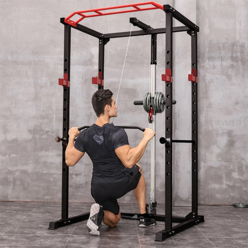 Rovix 1000LBS Multi-Functional Barbell Rack Squat Power Cage With Weight Bench (SAK35822)