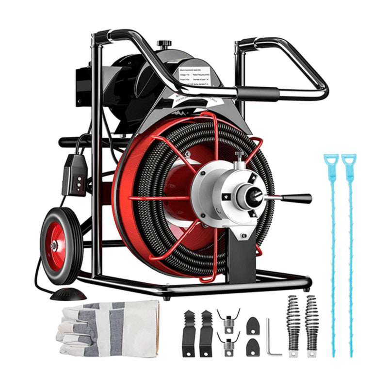 [100FTX3/8"] Electric Sewer Drain Cleaner Snake Clog Machine W/ Cutter (SAK53785)