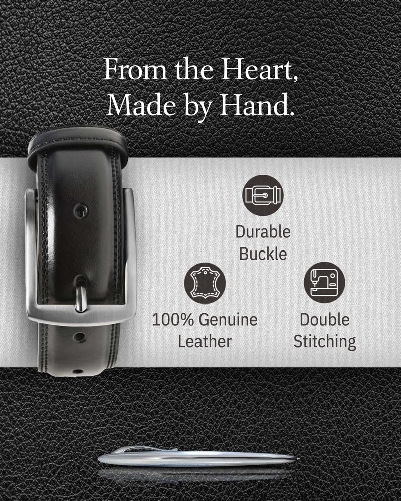 Genuine Leather Belt for Men – Zinc Alloy Buckle, 1.25" Strap