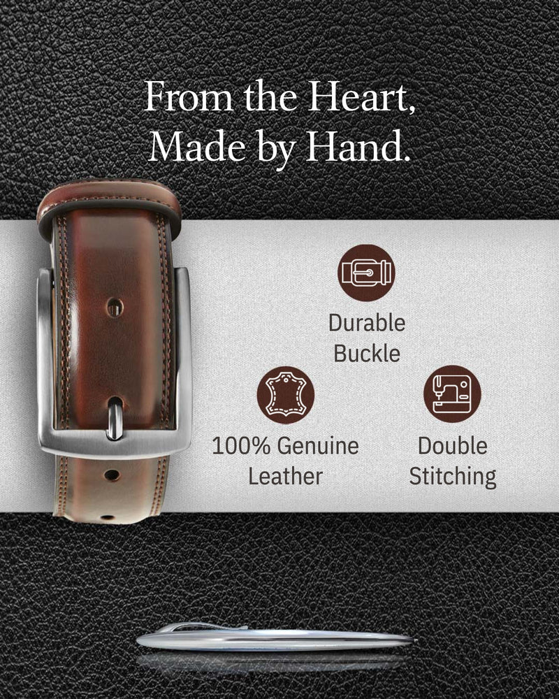Genuine Leather Belt for Men – Zinc Alloy Buckle, 1.25" Strap