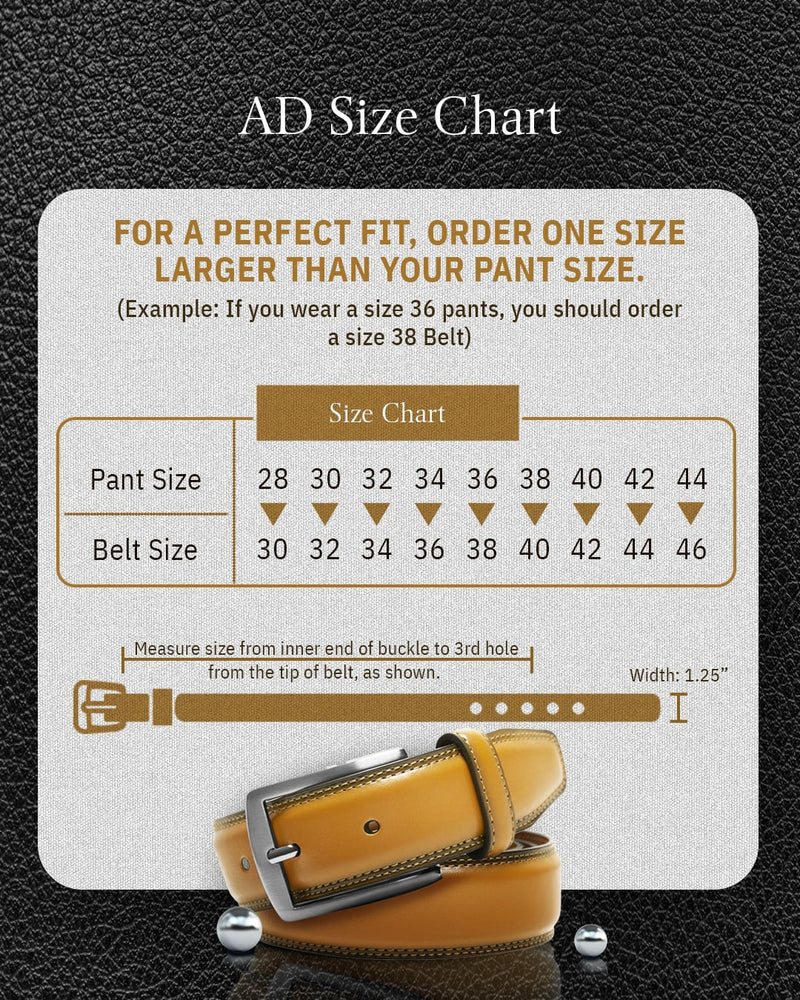 Genuine Leather Belt for Men – Zinc Alloy Buckle, 1.25" Strap
