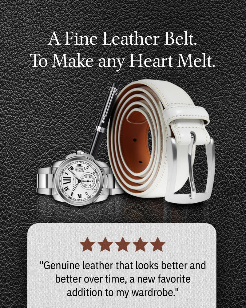 Genuine Leather Belt for Men – Zinc Alloy Buckle, 1.25" Strap