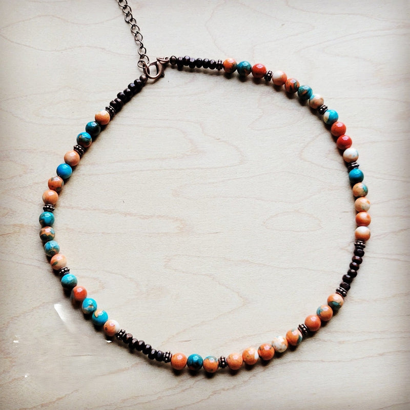 Multi-Colored Turquoise Beaded Collar Necklace 248L