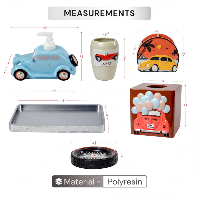 Bathroom Accessory Set – Racer Collection | Stylish Polyresin Bath Décor Set of 6