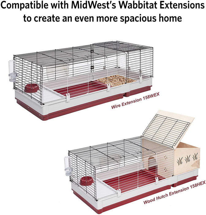 158 Wabbitat Deluxe Rabbit Home, Rabbit Cage, 39.5 L X 23.75 W X 19.75 H Inch, Maroon/White