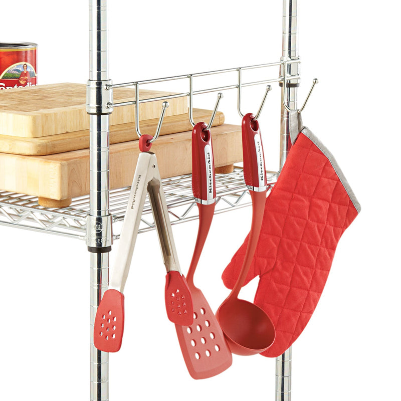 Alera Hook Bars For Wire Shelving, Five Hooks, 24" Deep, Silver, 2 Bars/Pack