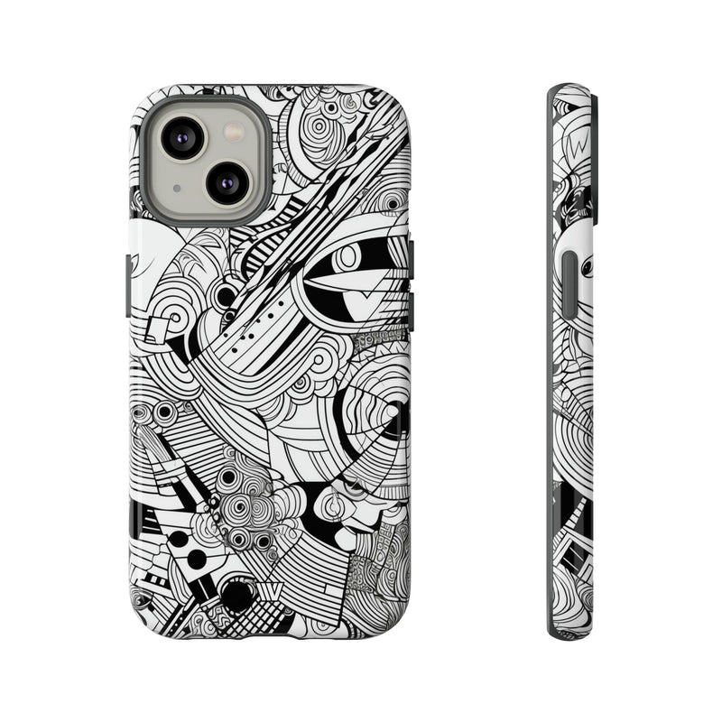B&W ABSTRACT DOODLE | Tough Phone Case