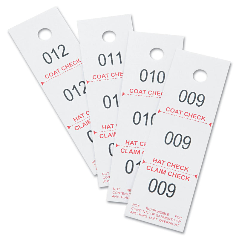 Safco Three-Part Coat Room Checks, Paper, 1.5 x 5, White, 500/Pack