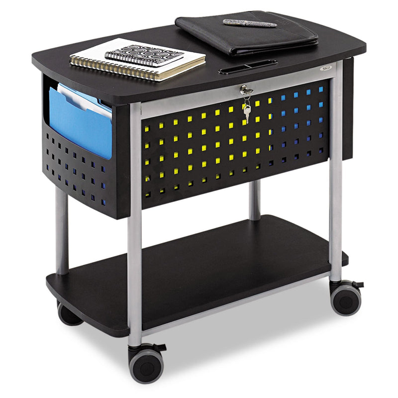 Safco Scoot Mobile File, Metal, 2 Shelves, 2 Bins, 29.75" x 18.75" x 27", Black/Silver