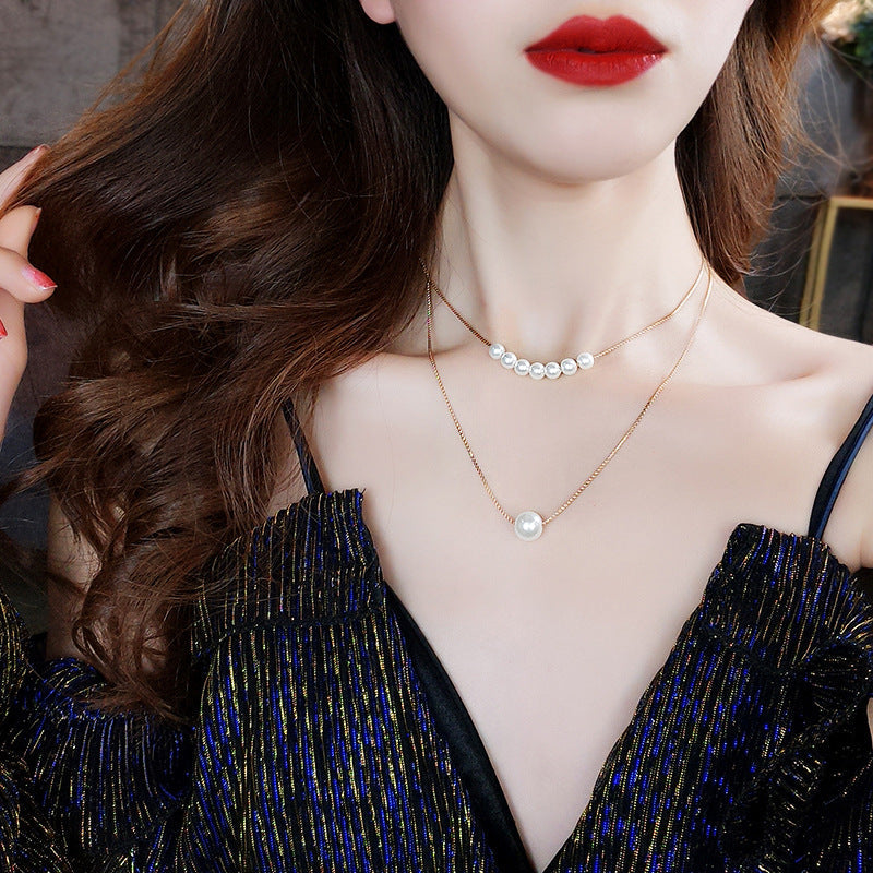 Multilayer Chain Pearl Necklaces