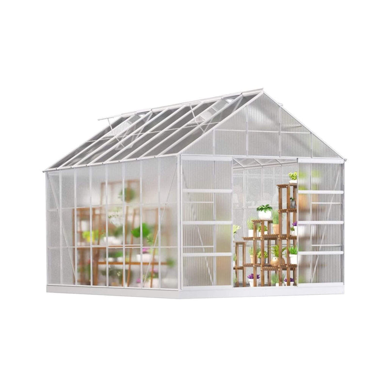 [10X16FT] Extra Large Heavy-Duty Backyard Polycarbonate Aluminum Greenhouse With Sliding Doors And Vents (SAK97526)
