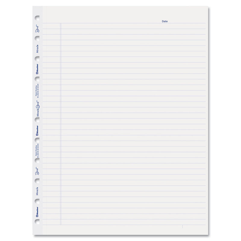 Blueline MiracleBind Ruled Paper Refill Sheets for all MiracleBind Notebooks and Planners, 11 x 9.06, White/Blue Sheets, Undated