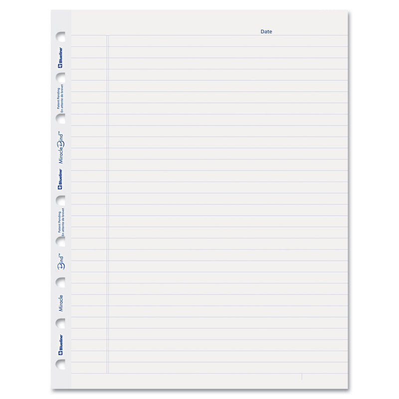 Blueline MiracleBind Ruled Paper Refill Sheets for all MiracleBind Notebooks and Planners, 9.25 x 7.25, White/Blue Sheets, Undated