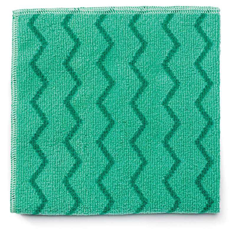 Rubbermaid Reusable Cleaning Cloths, Microfiber, 16 x 16, Green, 12/Carton