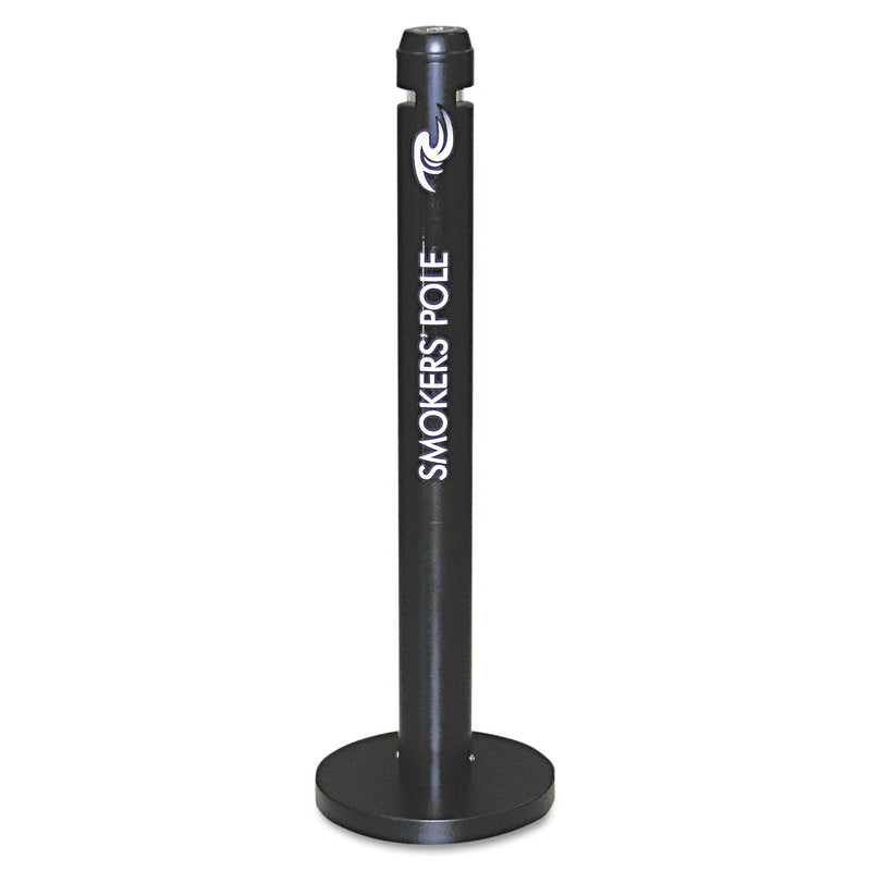 Rubbermaid Smoker's Pole, Round, Steel, 0.9 gal, 4 dia x 41h, Black