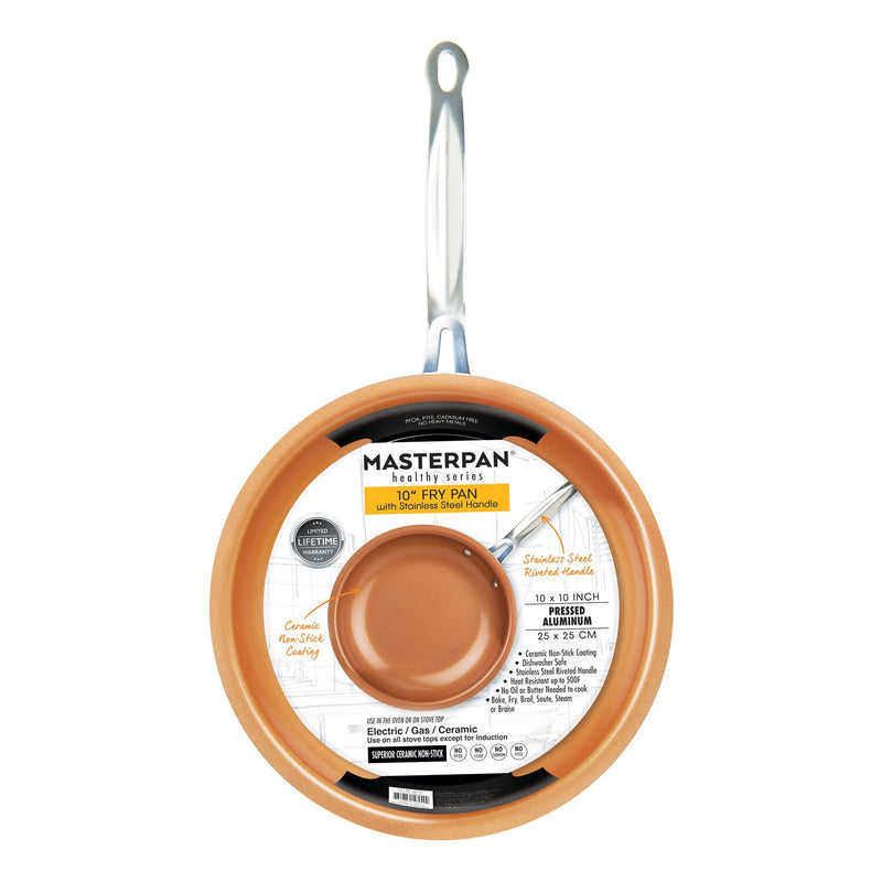 MASTERPAN Ceramic Nonstick Copper Color Frypan & Skillet, 10" (25cm)